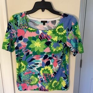 Talbots Women's Floral Print Top - Multicolor, small petite.